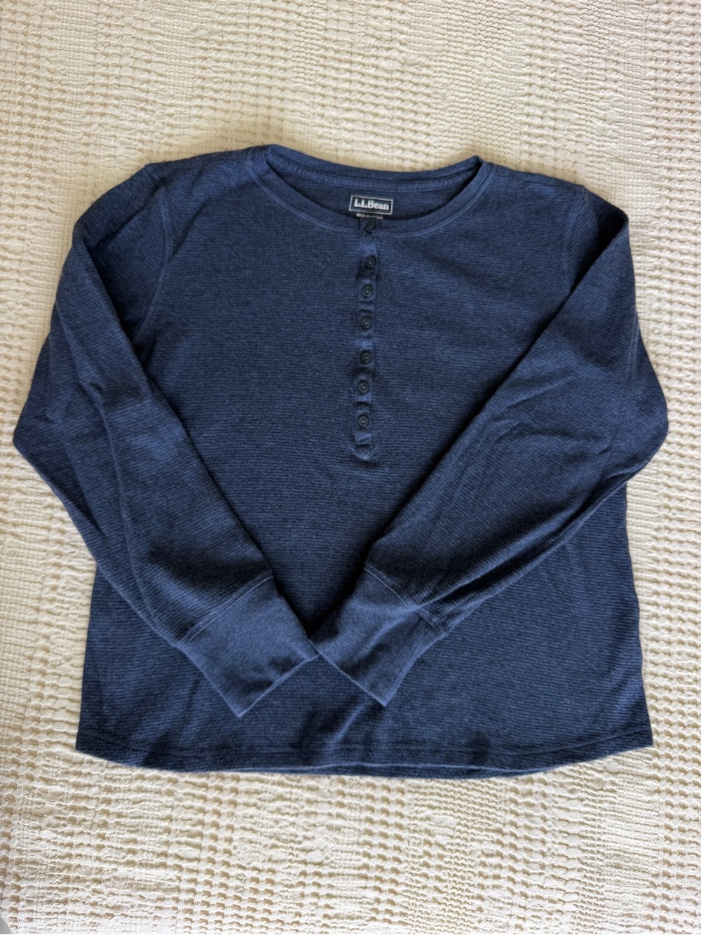 L.L. Bean Girls Long-Sleeve Henley Tee in Navy Blue